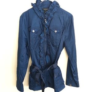 Blue ruffled White House Black Market Jacket Size Large